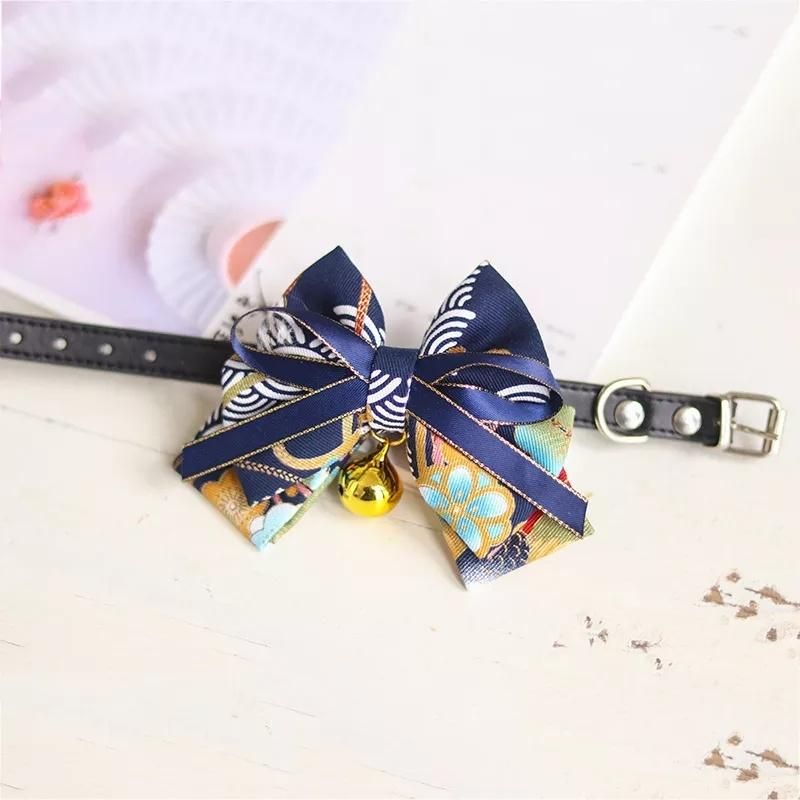 Wholesale Pet Accessories Luxury Cat Bow Collar Bells Adjustable Kitten Dog Puppy Collar