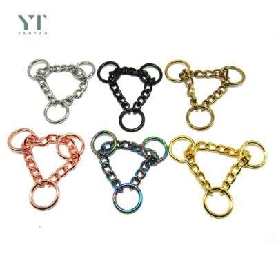 Custom High Quality Strong Metal Stainless Steel Iron Triangle Chain with O Ring and D Buckle Chain Martingale Dog Collar