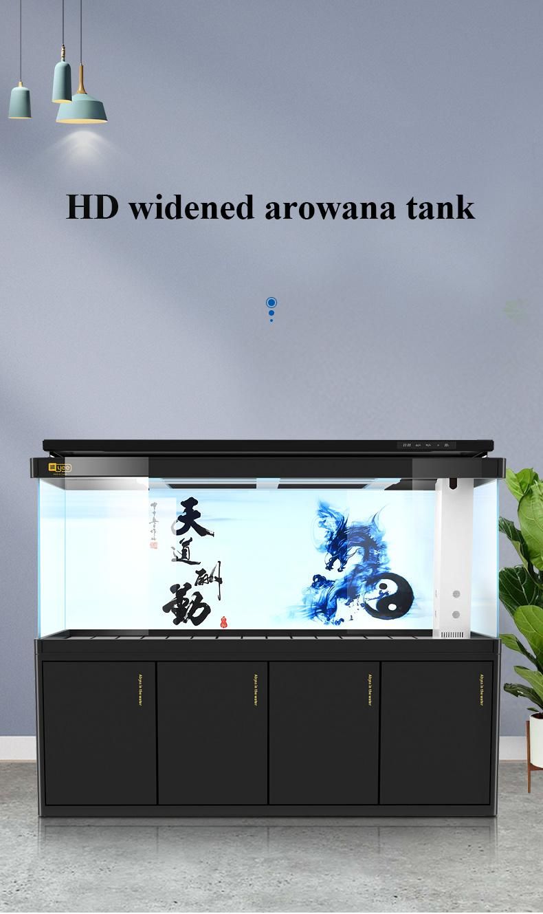 Yee Glass Large Arowana Landscape Aquarium Tank Fish with Base Cabinet