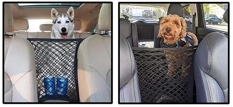 Dog Products, Dog Car Net Barrier Pet Barrier with Auto Safety Mesh Organizer Baby Stretchable Storage Bag Universal for Cars, Easy Install