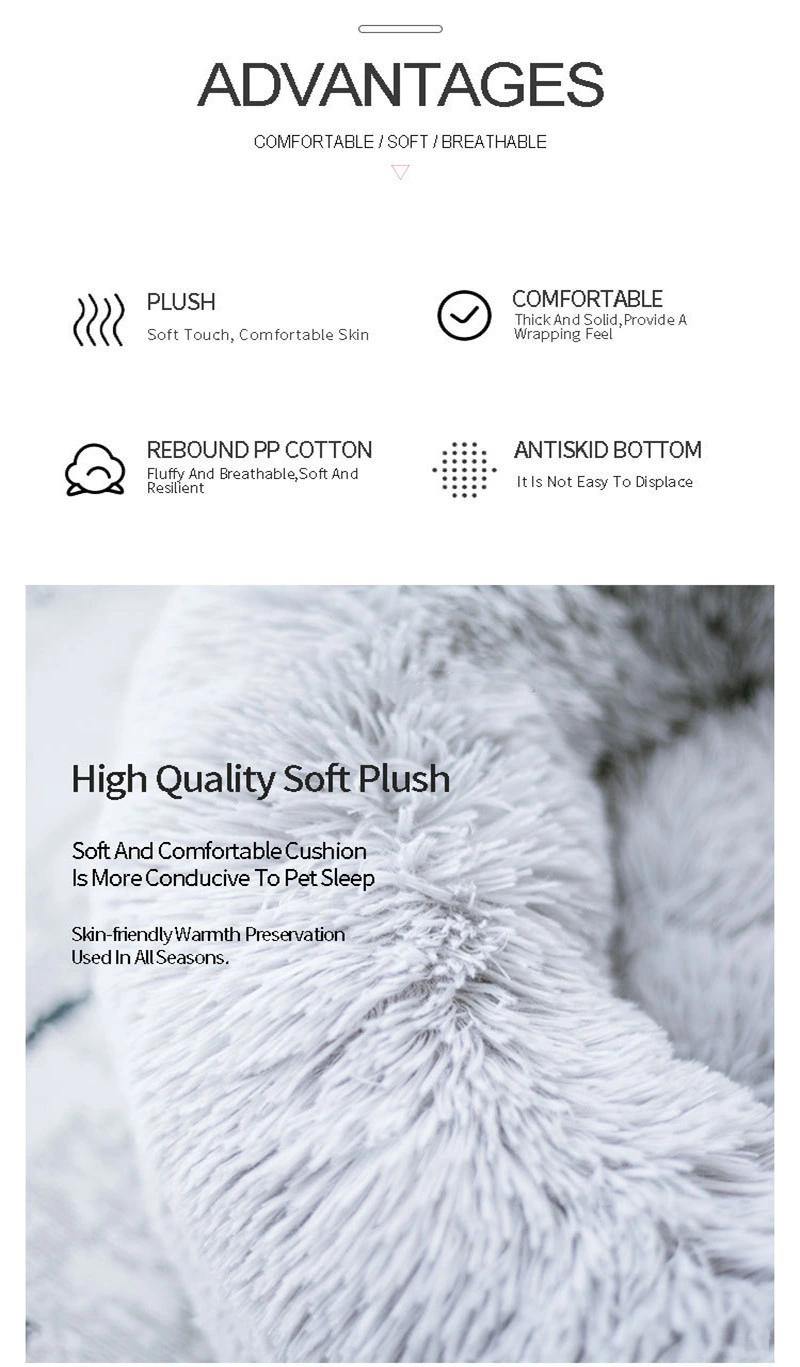 Plush Pet Bed Soft Warming Round Pet Beds for Cats Soft Cushion Cozy Red Cat Nest Pet Cat Bed