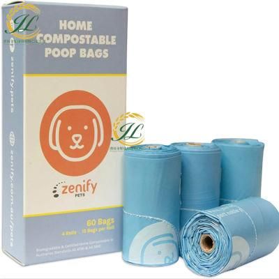 Compostable Corn Starch PLA Pbat 100% Biodegradable Bags Poo Waste Bags Dog Poop Plastic Free Waste Bags on Roll with Paper Core