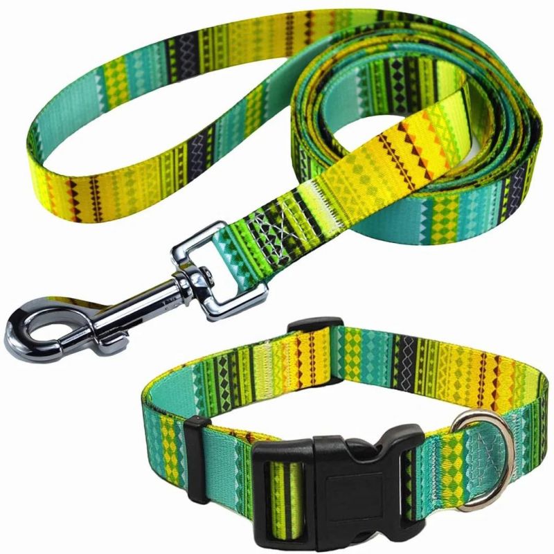 Green Bohemia Pattern Dog Leash Polyester Pet Leash