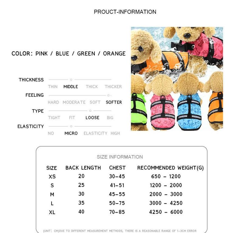 Dogs Waterproof Adjustable Life Jacket Pets Vacation Safety Vest with Reflective Swimsuit