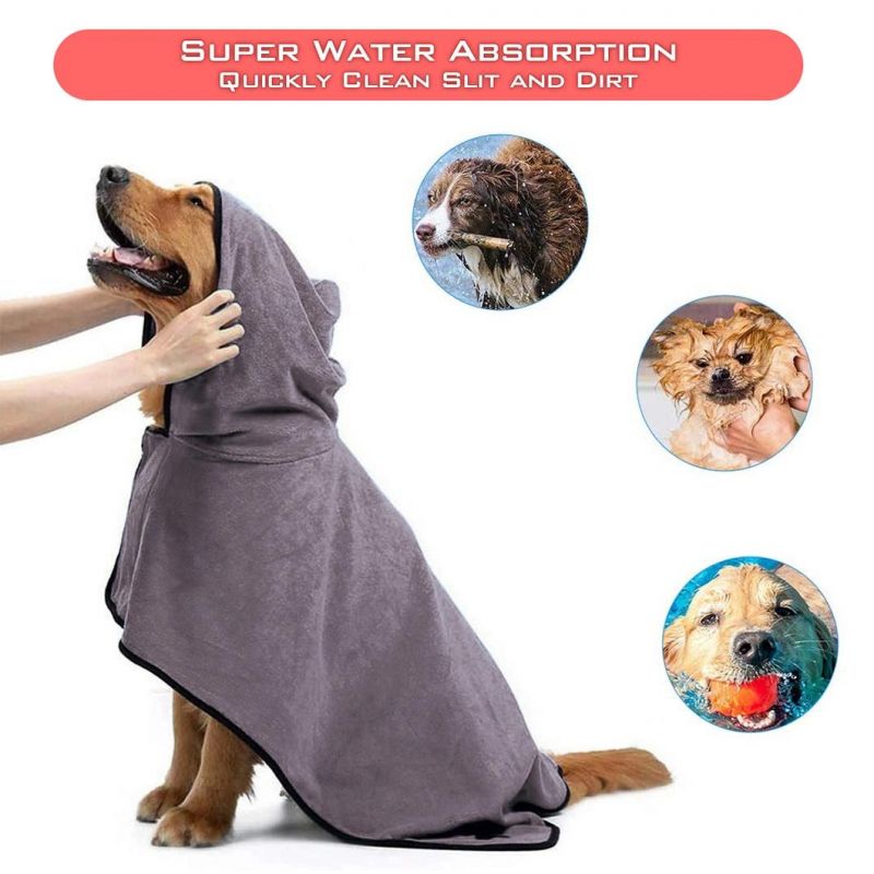 Microfiber Pet Drying Robes Moisture Absorbing Towels Pet Bathrobe for Dog and Cat