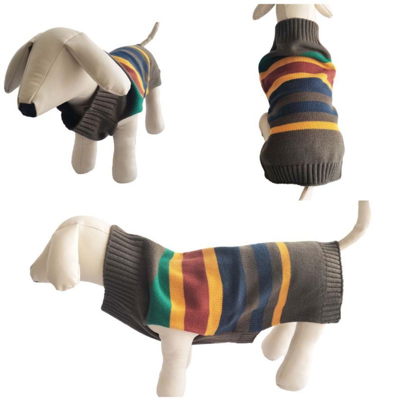 Customized Stripe Sweater Knitted Acrylic Dog Accessories Pet Clothes Apparel