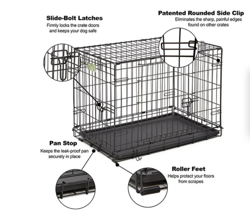 Double-Door Best Wire Metal Kennel Cages with Divider Panel & Tray Dog Crates for Puppy & Kitten Pets