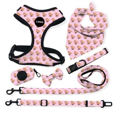 Wholesale OEM Custom Logo Customized Pattern Soft Mesh Padded Reversible Dog Harness and Leash Set/Pet Toy