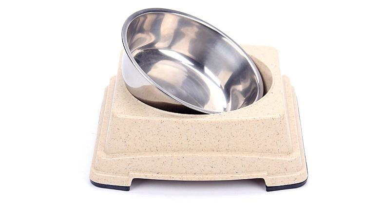 Good Quality Wholesale Hot Selling Bamboo Stainless Steel Dog Puppy Feeding Food Bowl