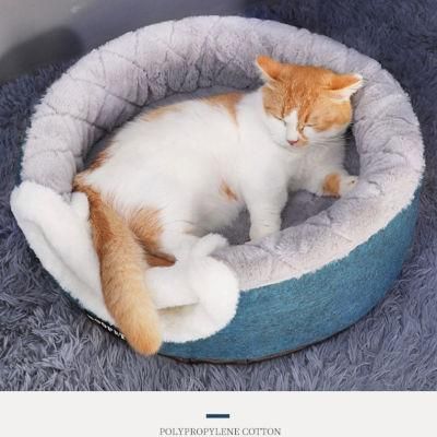 Faux Fur Ultra Soft Washable Calming Cat Bed Luxury Washable Plush Round