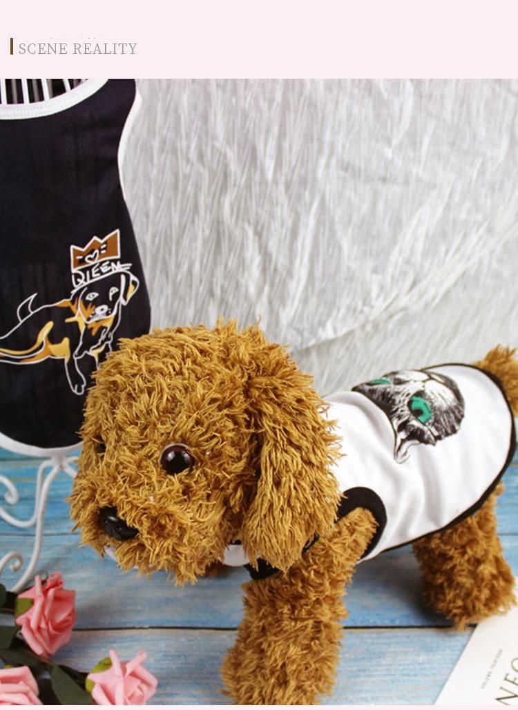 Wholesale Plain Pet Summer New Pajamas Medium Tutu Pet Cat Printed Vest Dogs Clothes