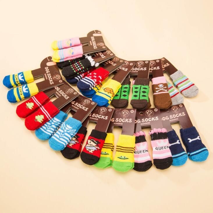 4PCS/Set Anti-Slip Dog Socks Lovely Pet Socks Custom Dog Socks
