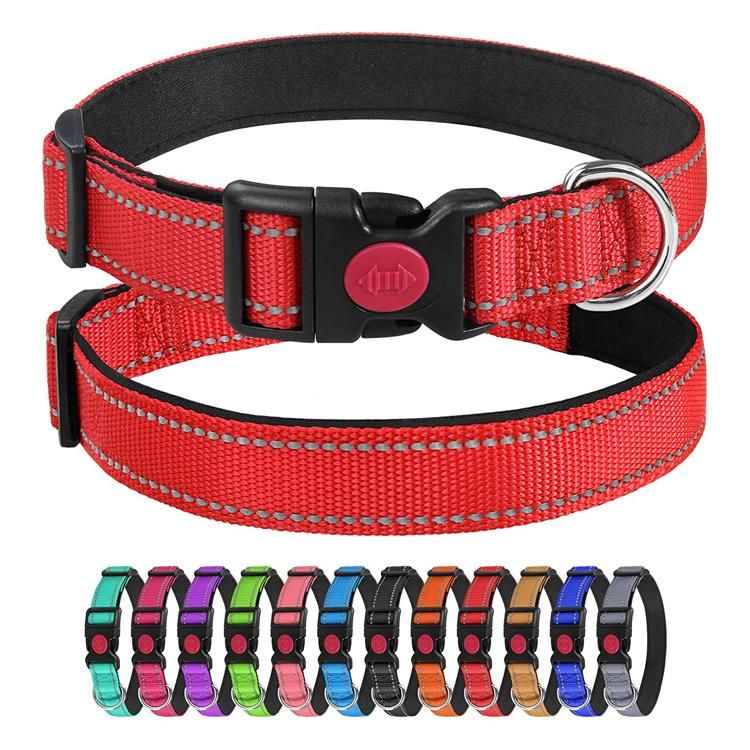 Custom Color Soft Neoprene Padded Reflective Dog Collar with Lockable Safety Buckle for Small Pet Dogs