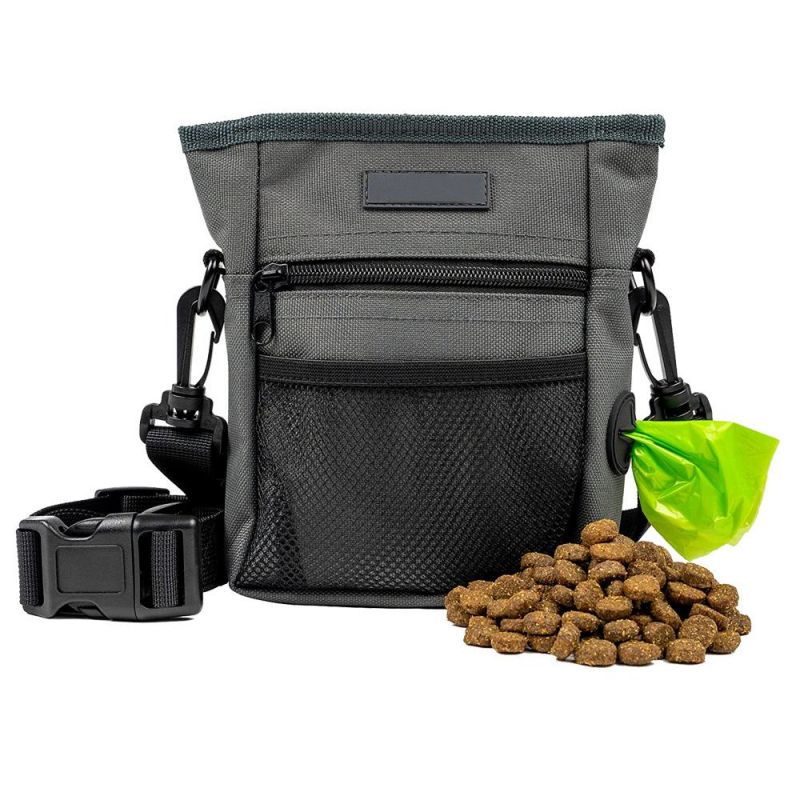 Wholesale Waterproof Black Dog Food Bag Pet Travel Bag Dog Cat Treats Storage Bag for Walking