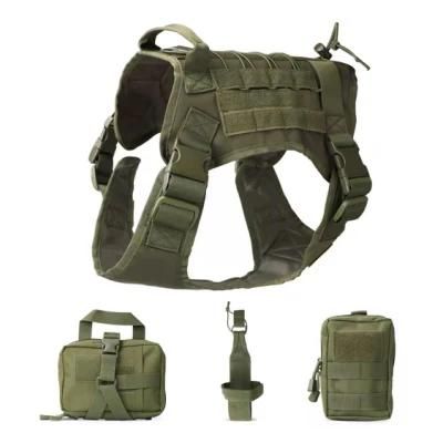 Militari Dog Harness and Bungee Dog Leash Molle Vest for Service &amp; Training