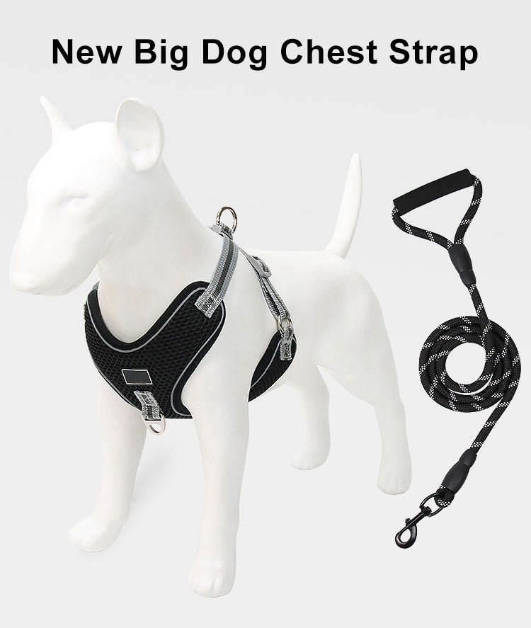 High Quality Plain Fabric Mesh Vest Pitbull Dog Body Harness and Leash