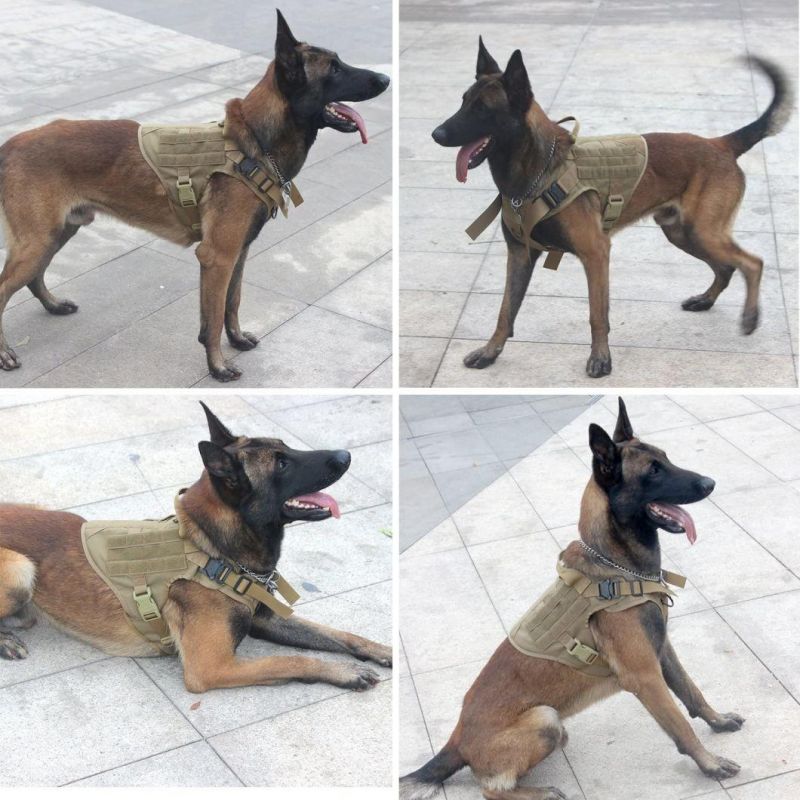 Wholesale Tactical Training Dog Harness Military Adjustable Nylon Vest Clothes Pet Products Leash