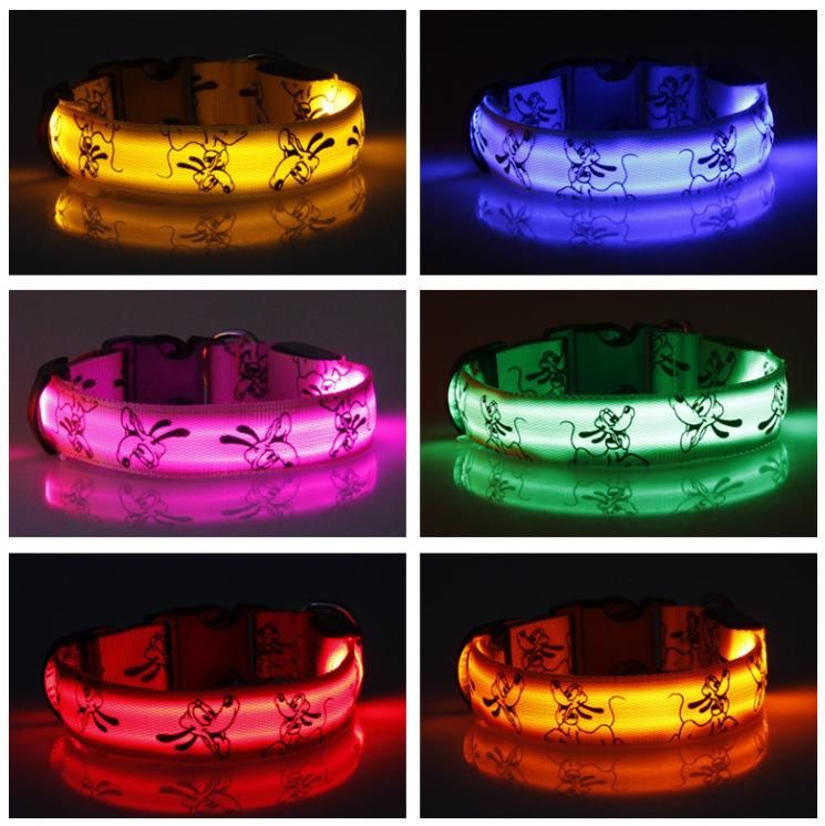 Wholesale Personalised Large Rechargeable, LED Flashing Light Pet Collar Waterproof Dog Collars//