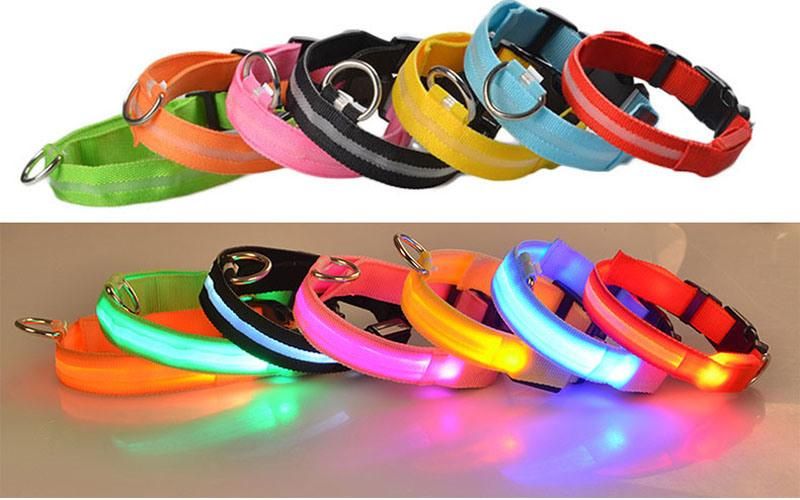 Nylon LED Pet Dog Collar Night Safety Flashing Cat Collar Pet Products