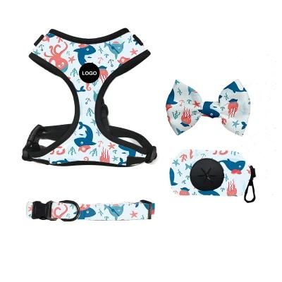 Sublimation Pet Harness OEM Personal Label Custom Print Pattern Dog Leash and Harness Neoprene Reversible Dog Harness Dog Clothes