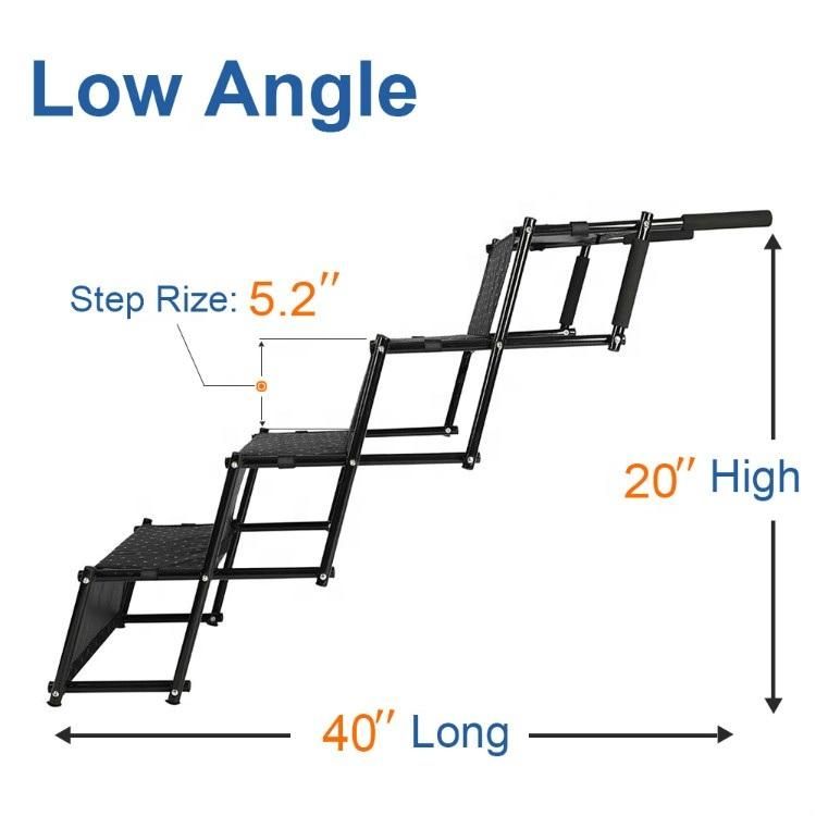 Upgraded Foldable Metal Fram 4-Step Dog Pet Ramp Car Step Stairs with Non-Slip Rubber Coating Surface