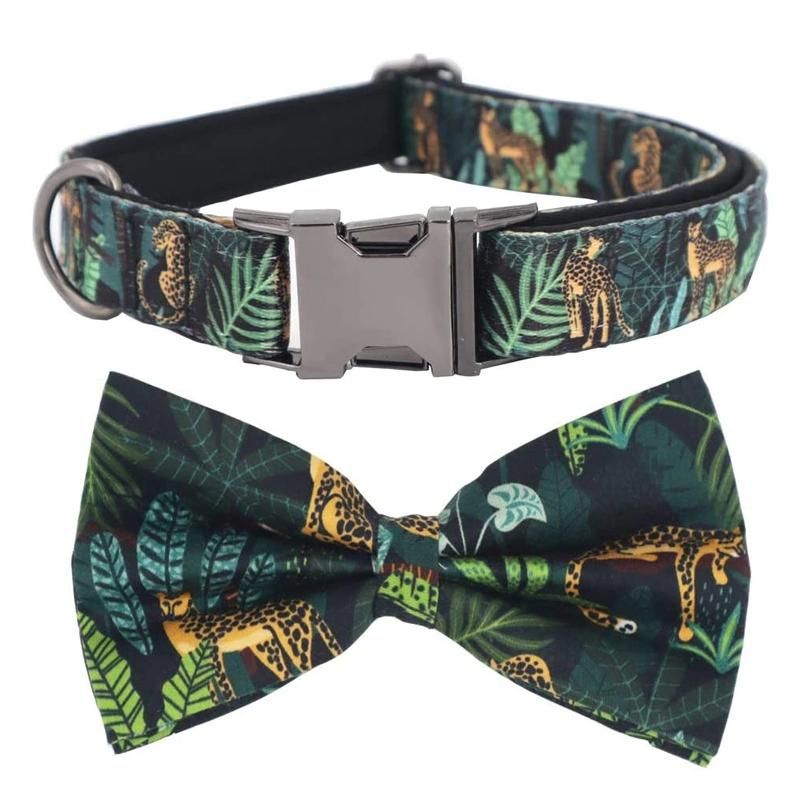 Pattern Dog Collar Leash and Bandana Set, Dog Soft Harness Pattern Collar Leash and Poop Bags Custom Print Set