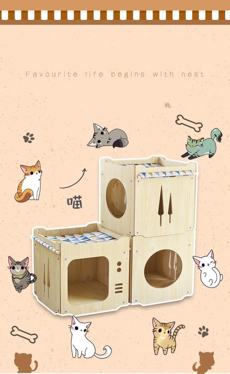 Pet Furniture with Hammock Cat Bed Pet House Multiple Sets of Free Combinations