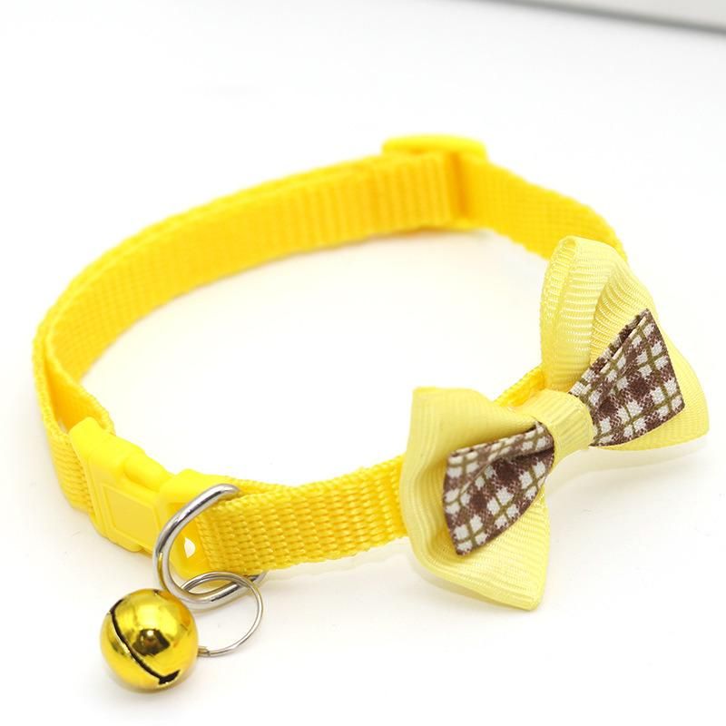 Fashion Plaid Bow Tie Cat Collar with Bell Adjustable Breakaway Buckle Pet Collar for Dog Cat