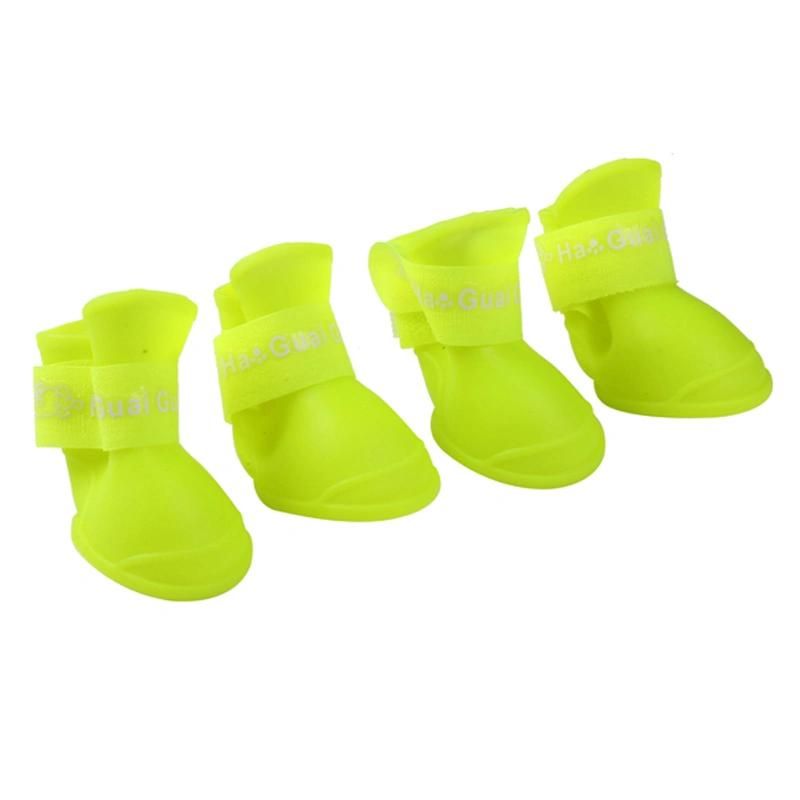 4PCS/Set Dogs Shoes Candy Colors Rubber Waterproof Soft Pet Rain Boots for Puppy Cats