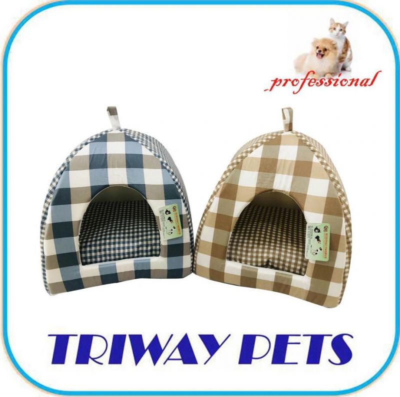 Printed Cotton Cozy Pyramid Hut Pet Bed