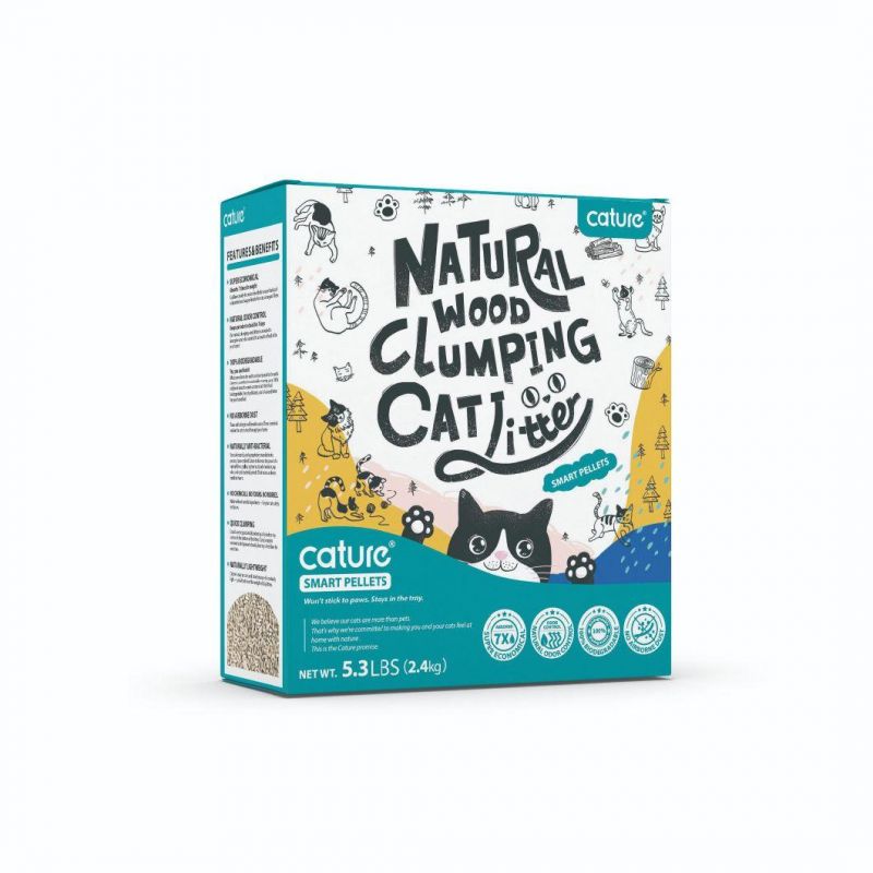 Natural Biodegradable and Flushable Wood Clumping Cat Litter with Activated Carbon Better Odor Control