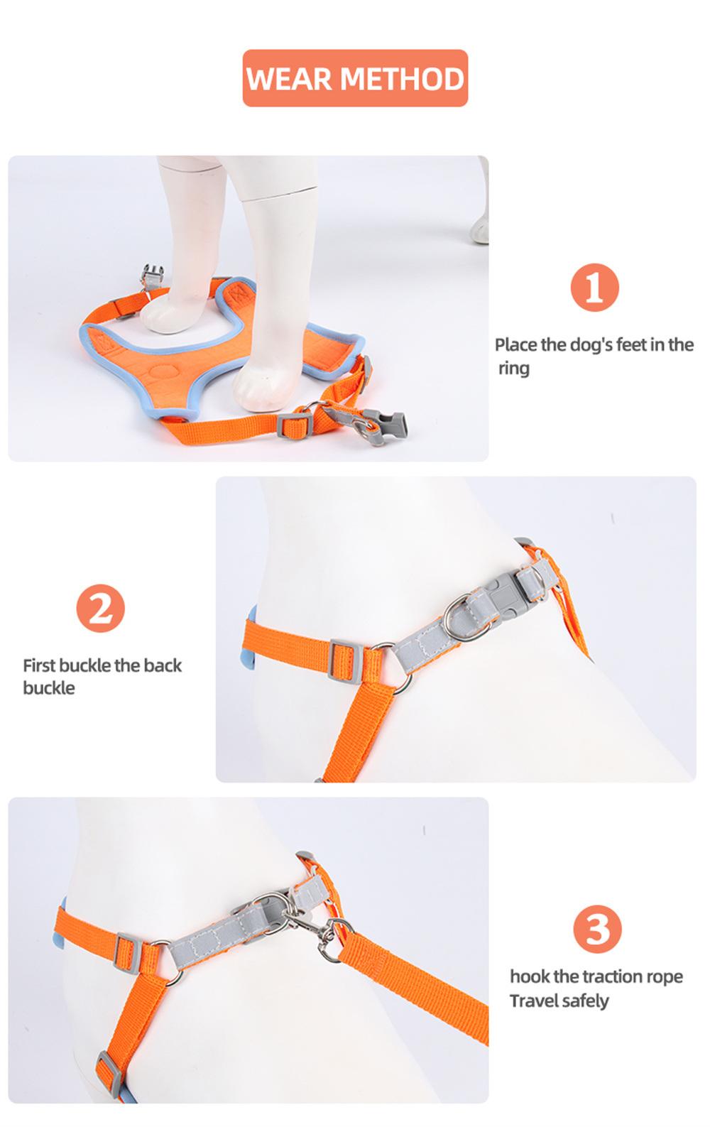 Pet Products Wholesale Dog Harness Breathable Mesh Adjustable Chest Belt and Quick-Release Buckle
