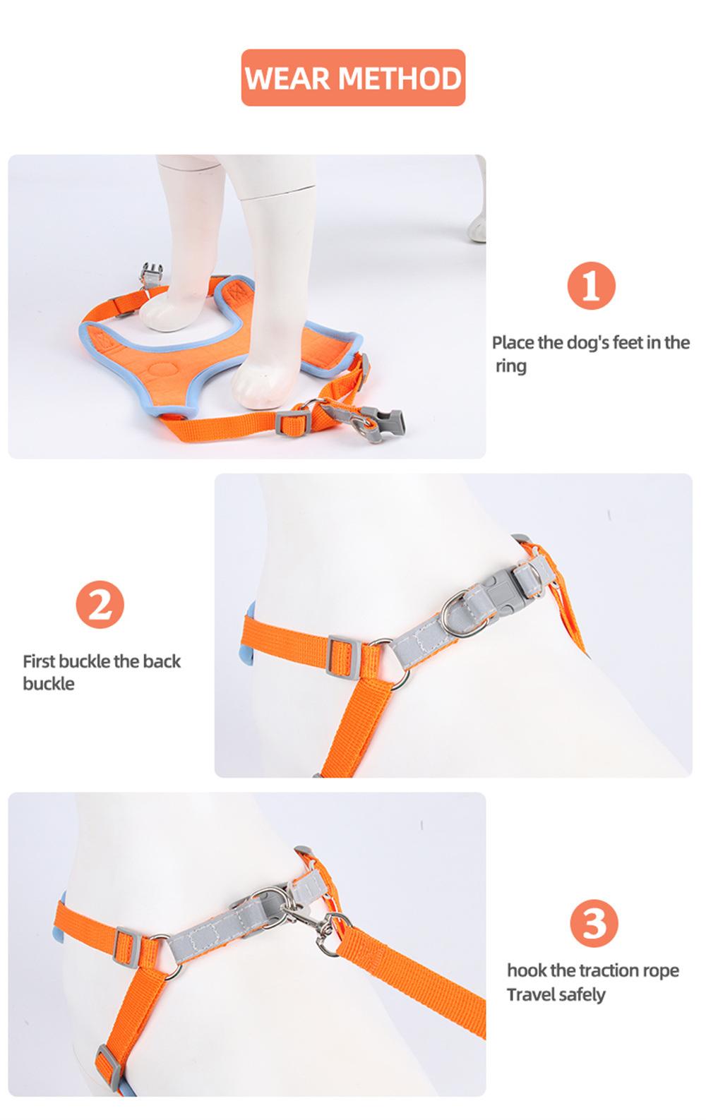 Pet Products Wholesale Dog Harness Breathable Mesh Adjustable Chest Belt and Quick-Release Buckle