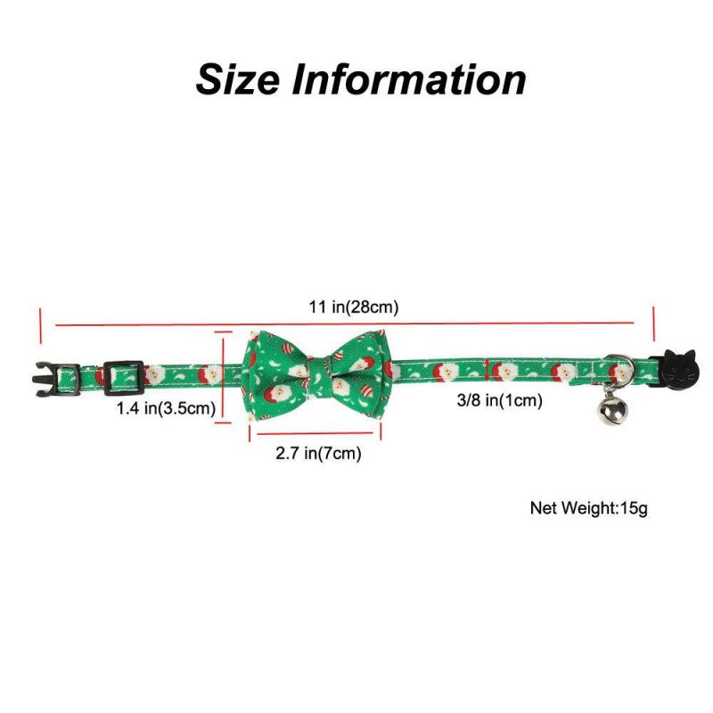 Wholesale Lovely Christmas Elastic, Bowtie with Small Bell Fabric Snowflake Pattern Cat Collar