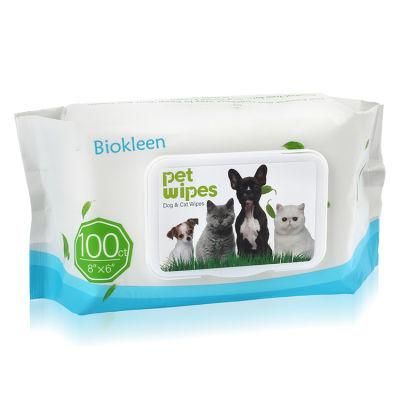 Biokleen Eco Friendly Dog Cleaning Soft Organic Pure &amp; Natural Pet Wipe Non-Woven Fabric Unscented Wipes for Pets