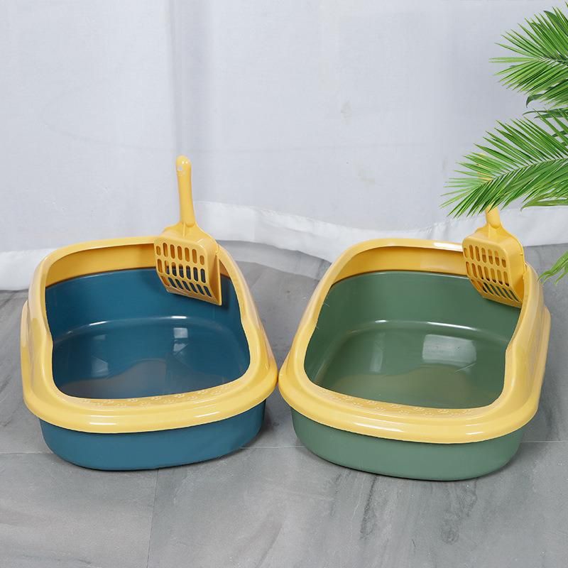 Dog Products, New Home Style PP Semi-Closed Splash-Proof Cat Litter Tray Oval with Cat Litter Shovel Small Double-Layer Cat Toilet