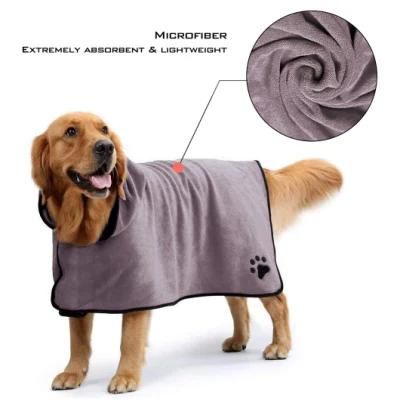 Microfiber Pet Drying Robes Moisture Absorbing Towels Pet Bathrobe for Dog and Cat