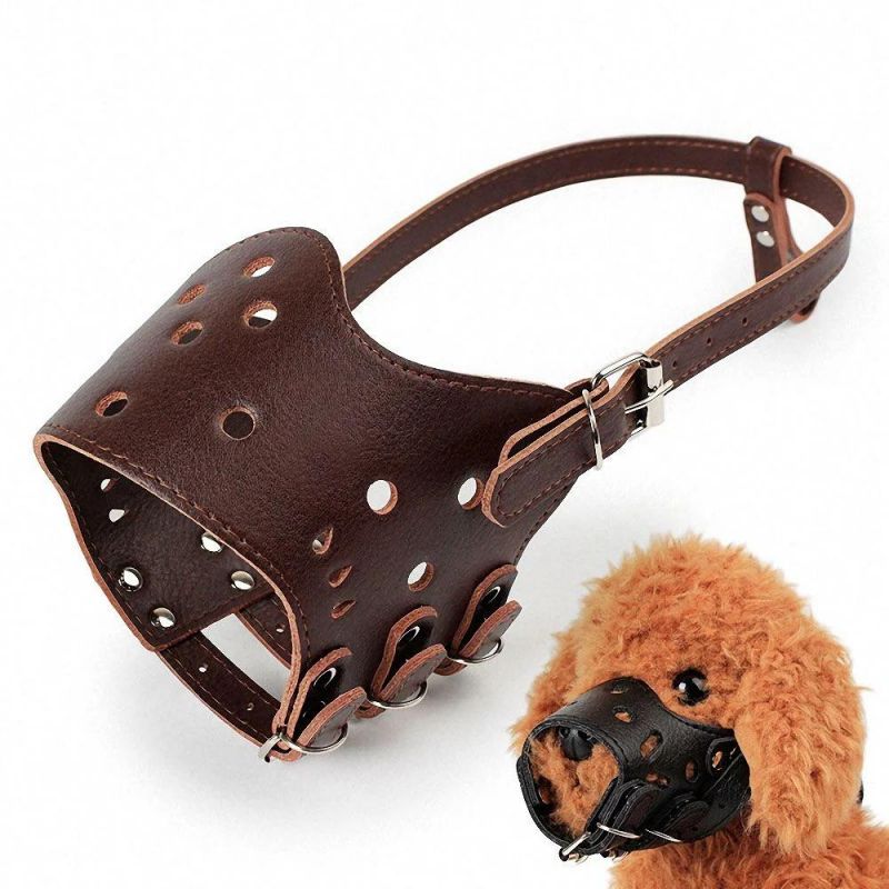 Adjustable Breathable Leather Dog Mouth Muzzle Anti Bark Bite Chew Pet Products