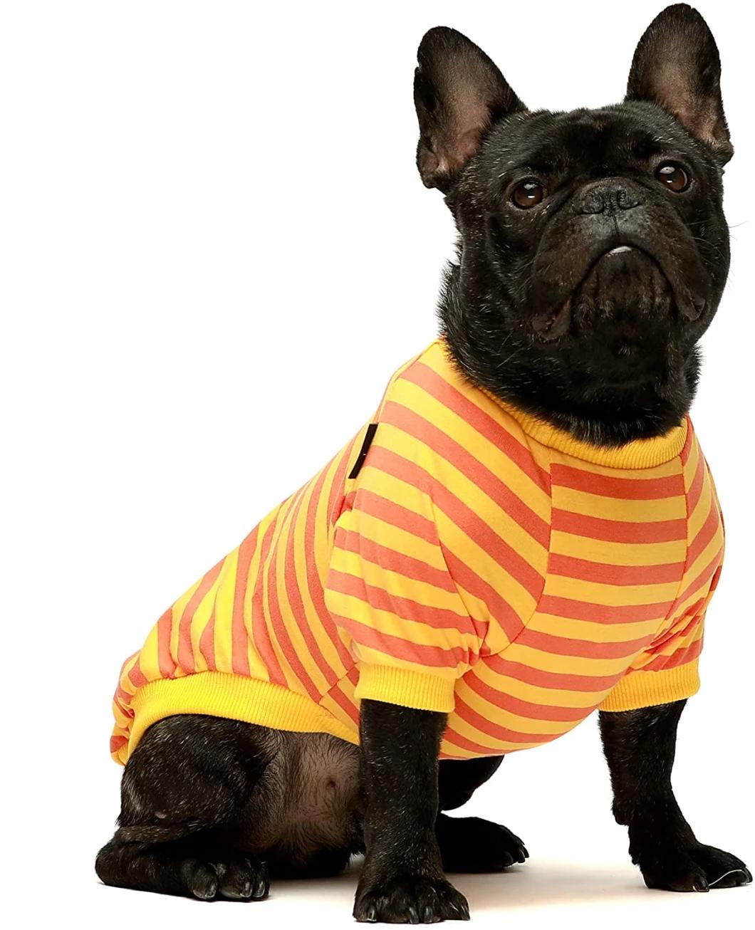 Fashion Design Striped T-Shirt French Bulldog Cotton Dog Rainbow Shirt Spring Clothes for Dog