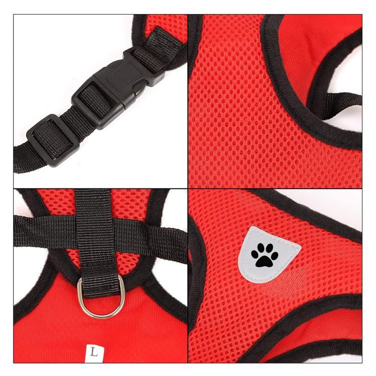 Soft Mesh Fabric Adjustable Reflective Dog Harness with Nylon Leash