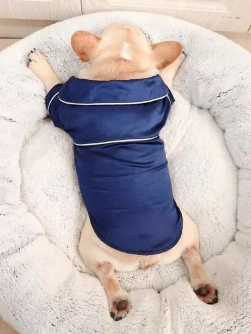 Small Dogs Cats Pajamas Pet Soft Silk Lapel Two-Legged Sleepwear Shirt for All Season