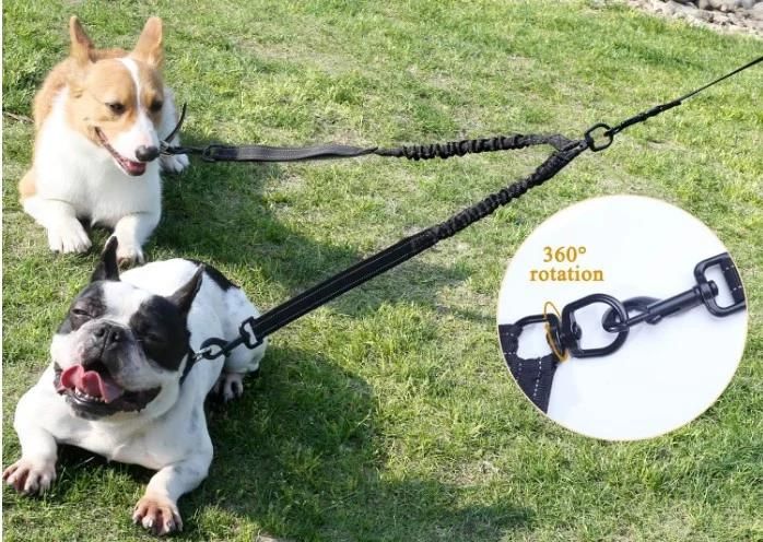 Strong and Durable Nylon Double Dog Leash with Night Reflective Strap for 2 Dogs