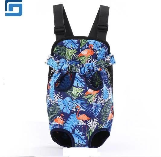 Hot Selling Travel Outdoor Pet Supplies Pet Backpack Chest Bag Dog Pet Cages, Carriers with Black Printed Cloth
