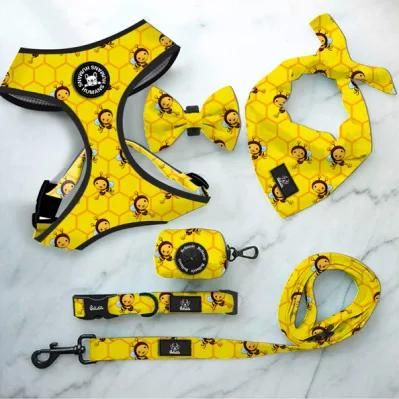 Factory OEM Custom Logo Customized Pattern Pet Accessories Adjustable Soft Mesh Padded Reversible Dog Harness