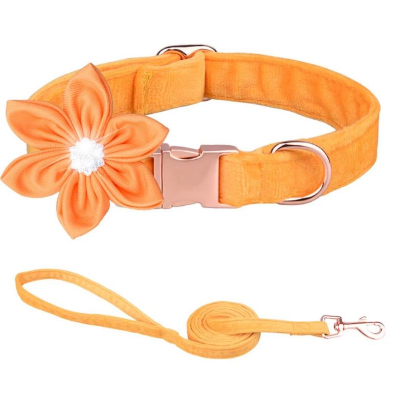 Noble Six Petals with Rhinestone Design Dog Collar Soft Pet Collar