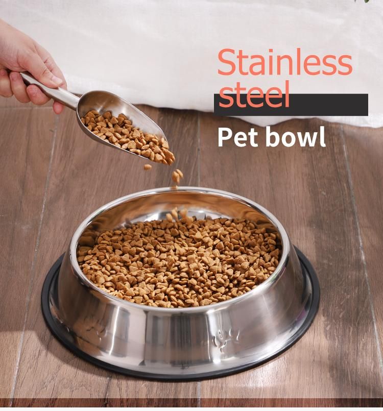 Stainless Steel Dog Bowl Cat Dish Pet Feeding Bowl Round Shape Stainless Steel Dog Feeding Bowl