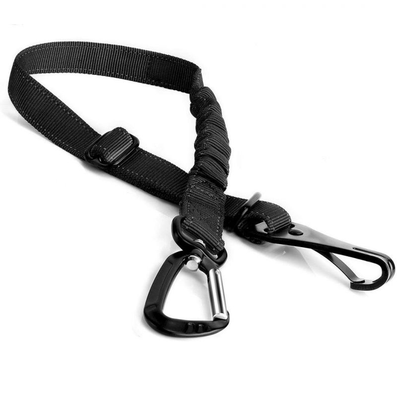 Custom Colorful Reversible Nylon Bungee Dog Car Seat Belt Leash for Dog Pet Supplier with Hook Lock