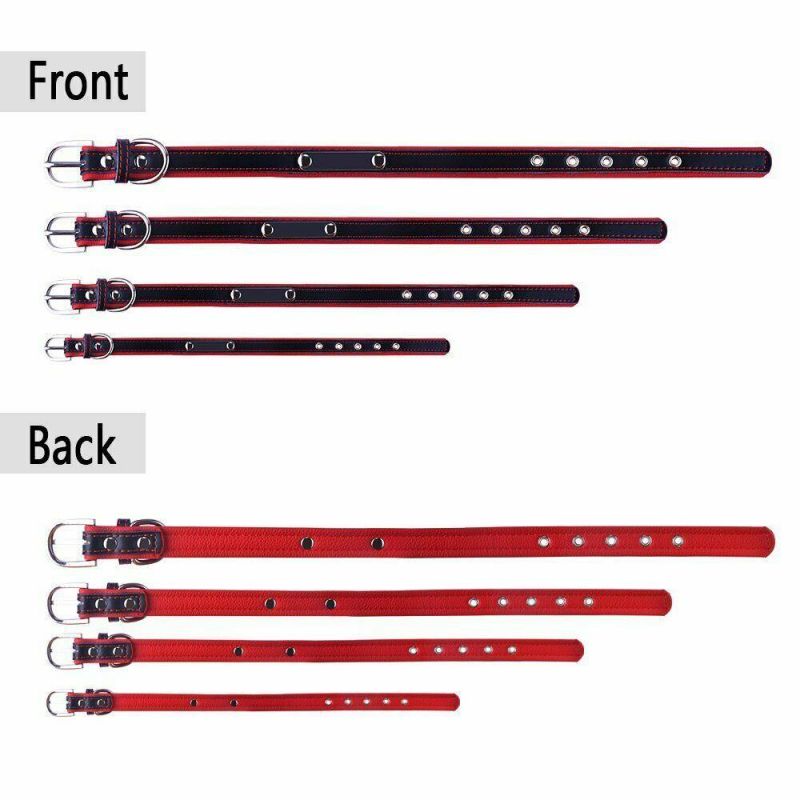 Durable Free Engraved Name Leather Dog Collar Custom Pet Cat