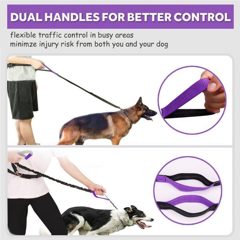 Extendable Dog Lead Comfortable Hands-Free Flexi Leash with Dual Handles