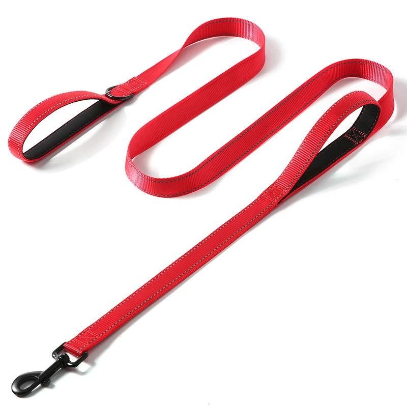 Nylon Dog Leash Reflective Dog Walking Leashes Double Handles Pet Training Leash